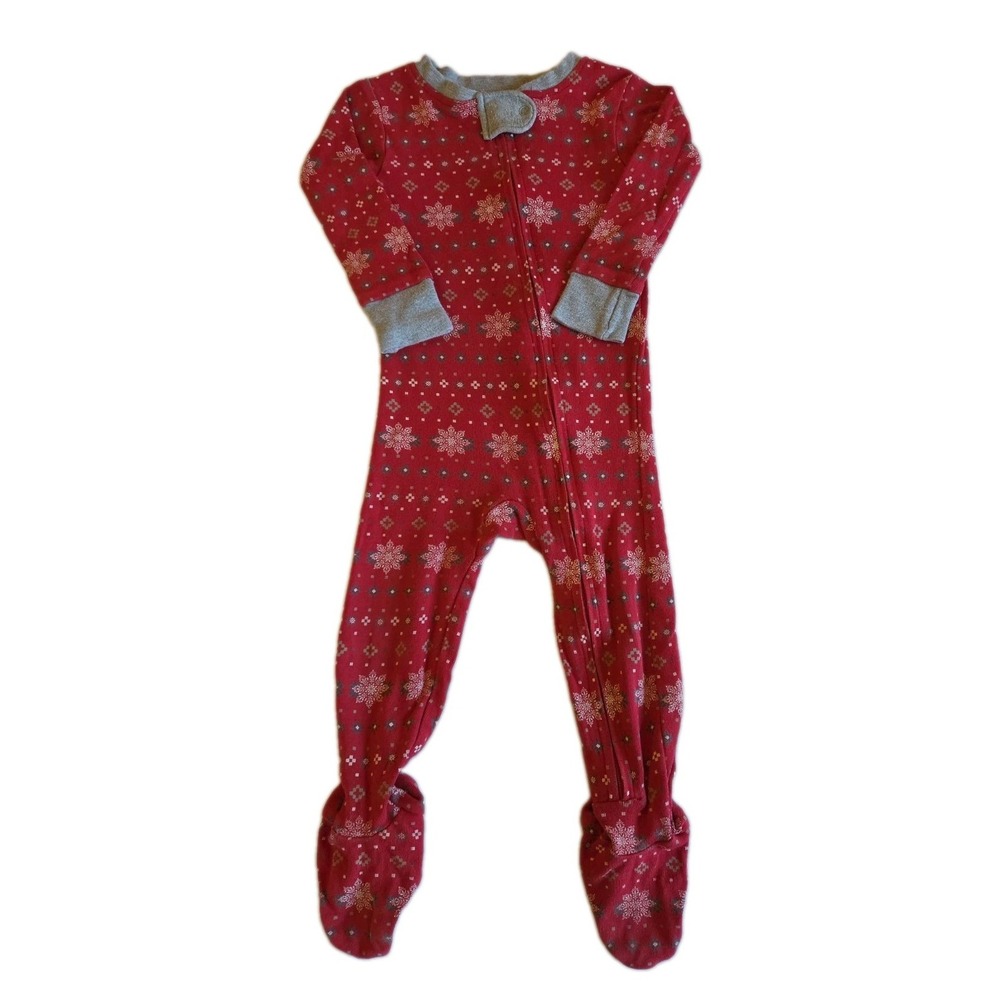 Honest Baby Sleeper Zip Non-Slip Foot Pajama 12M Organic Cotton Red Fair Isle